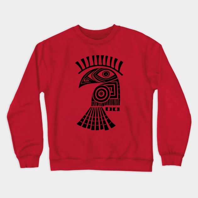 Tribal Raven Bird Black Crow Crewneck Sweatshirt by Griffelkinn